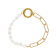 Paperclip And Cultured Pearl Strand Bracelet In Gold-Tone 7.5mm