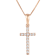 White Cubic Zirconia 14k Rose Gold Cross Pendant With Chain 0.30ctw