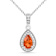 Peach Orange Lab Created Teardrop Padparadscha Sapphire Sterling Silver
Pendant with Necklace