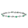 Rhodium Over 14k White Gold White Sapphire and Emerald Gemstone Bracelet