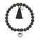 Stainless Steel Polished Crown with Tassel Black Jade Stretch Bracelet