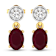 1.70ctw 14K Yellow Gold Red Ruby and White Diamond Halo Earrings