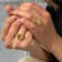 Lab Created Yellow Sapphire and White Topaz 18K Yellow Gold Over
Sterling Silver 3-Stone Ring