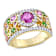 Pink, Orange Sapphire, Tsavorite and Diamond 14K Yellow Gold Ring 3.07ctw
