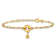 18K Yellow Gold Over Sterling Silver Circle Charm with Fancy Link Bracelet