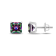 Multi-color Cubic Zirconia 14k White Gold Studs With Velvet Gift Box 4.00ctw
