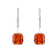 Peach Orange Lab Created Padparadscha Sapphire & Moissanite Rhodium
Over Silver Drop Earrings
