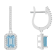 7x5mm Emerald Cut Aquamarine 1/3 ctw Diamond Rhodium Over Sterling
Silver Halo Dangle Earrings