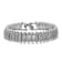 CZ Pave Link Bracelet In White Rhodium Over Brass