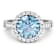 Round Blue Aquamarine and Diamond 14K White Gold Halo Ring 3.29 ctw
