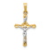 14K Two-tone Gold Polished Brushed Flower Center INRI Crucifix Pendant