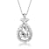 CZ Pear Shape Halo Pendant Necklace In White Rhodium Over Brass