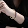 Sapphire Color CZ Bypass Tennis Bracelet In 14K Gold Over Brass