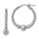Rhodium Over Sterling Silver Diamond-cut Beaded Hoop Earrings