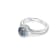 6mm Round Aqumarine and White CZ Rhodium Over Sterling Silver Ring , 0.73ctw