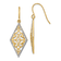 14K Yellow Gold and Rhodium Over 14K Yellow Gold Textured Diamond Shape
Filigree Dangle Earrings