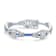 Sapphire Color CZ Oval Link Station Bracelet In Sterling Silver