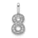 Rhodium Over 14k White Gold Diamond Number 8 Pendant