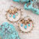 Barse Jewelry Blue Composite Turquoise Gold Tone Hoop Earrings