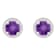 6mm Round Amethyst And Created White Sapphire 10k White Gold Halo Stud Earrings