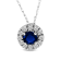 0.48ctw Blue Sapphire and White Diamond Halo Pendant 14k White Gold