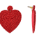 Off Park® Collection, Red Seed Bead Heart Shape Earring.