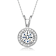 CZ Halo Solitaire Pendant In White Rhodium Over Brass