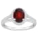 8x6mm Oval Garnet 1/4 ctw Diamond Rhodium Over Sterling Silver Halo Ring