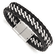 Black Leather and Stainless Steel Brushed 8.5-inch Bracelet