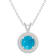 7mm Round Turquoise 1/8 ctw Diamond Rhodium Over Sterling Silver Halo
Pendant with Chain