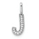 14K White Gold Diamond Letter J Initial Pendant