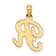 14k Yellow Gold Script Letter R Initial Pendant