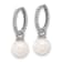 Rhodium Over 14K White Gold 7-8mm Black and White Freshwater Cultured
Pearl Dangle Hoop Earrings