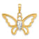 14k Two-tone Gold Polished and Diamond-cut Butterfly Pendant
