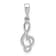 Rhodium Over 14k White Gold Treble Clef Pendant