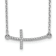Rhodium Over 14K White Gold Sideways Curved Textured Cross Necklace