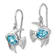 Rhodium Over Sterling Silver Polished Blue Crystal Angel Fish Dangle Earrings
