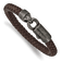 Brown Leather and Stainless Steel Antiqued Grey-plated 8.25-inch Bracelet