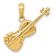 14k Yellow Gold Polished and Textured Solid 3D Violin Pendant