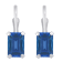 6x4mm Emerald Cut Lab Created Sapphire Rhodium Over 10k White Gold Drop Earrings