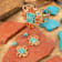 Barse Jewelry Composite Turquoise With Opal & Coral Gold Tone Santa
Fe Cross Cuff Bracelet