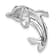 Rhodium Over Sterling Silver Polished Crystal Dolphin Chain Slide Pendant