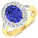 2.81ctw Violet Tanzanite and Diamond 14K Yellow Gold Halo Ring