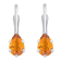 6x4mm Pear Shape Citrine Rhodium Over 10k White Gold Drop Earrings