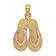 14k Yellow Gold 3D with Pink Enamel Double Flip-Flop Pendant