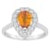 8x5mm Pear Shape Citrine And White Topaz Accents Rhodium Over Sterling
Silver Halo Ring