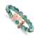 Rose Stainless Steel Antiqued and Polished Seahorse Green Dyed Jade Bracelet