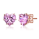 Pink CZ Heart Shape Stud Earrings In 18K Rose Gold Over Brass