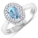 0.86ctw Blue Aquamarine and Diamond 14K White Gold Halo Ring