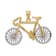 14k Yellow Gold and 14k White Gold 3D Large Bicycle Pendant
